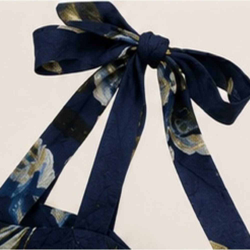 Rachel Zoe Floral Tie Strap Maxi Dress Women’s XS Navy Blue Cottagecore - Picture 5 of 8